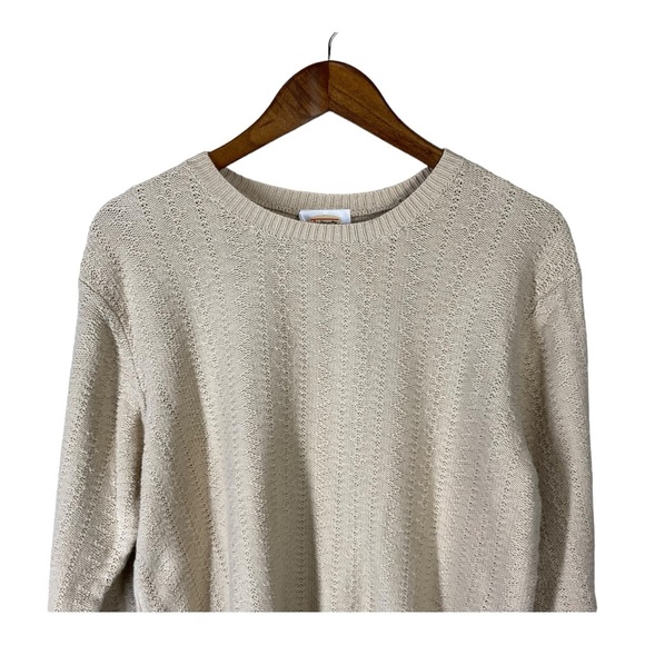 TALBOTS Beige Long Sleeve Cotton Knit Crewneck Sweater size Large - Picture 3 of 5
